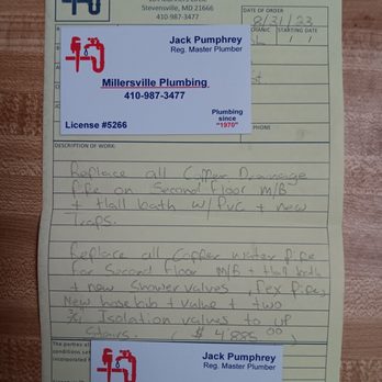 Millersville Plumbing - Proof of buisness and of terms for "all" copper pipes to be replaced. - Plumbing Near Me Millersville Plumbing - Proof of buisness and of terms for "all" copper pipes to be replaced. - Plumbing Near Me