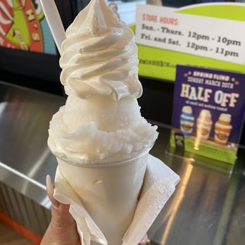 Jeremiah's Italian Ice - Coconut gelati (shaved ice layered with vanilla soft serve) - Desserts Near Me - Spring, Texas Jeremiah's Italian Ice - Coconut gelati (shaved ice layered with vanilla soft serve) - Desserts Near Me - Spring, Texas