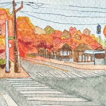 Caffe Zingaro - the view from café zingaro for the barista who's fave colour is orange in watercolour and pen - Desserts Near Me - Seattle, Washington