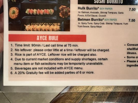 Menu photo 1 Sumo AYCE Sushi Honolulu, HI Menu photo 1 Sumo AYCE Sushi Honolulu, HI