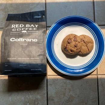 Red Bay Coffee - Bag of Coltrane, which I used in my espresso chocolate chip cookies at home. Freshly ground the whole beans using my Baratza Encore grinder - Cafes Near Me - Oakland, California Red Bay Coffee - Bag of Coltrane, which I used in my espresso chocolate chip cookies at home. Freshly ground the whole beans using my Baratza Encore grinder - Cafes Near Me - Oakland, California