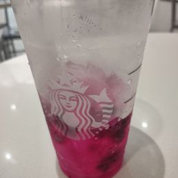 Mango dragon fruit refresher half way gone. I was so thirsty.