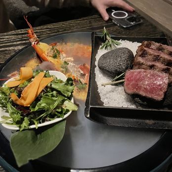 Nobu Chicago - A5 MIYAZAKI WAGYU BEEF FLAMBE Lobster - Japanese Near Me - Chicago, Illinois Nobu Chicago - A5 MIYAZAKI WAGYU BEEF FLAMBE Lobster - Japanese Near Me - Chicago, Illinois