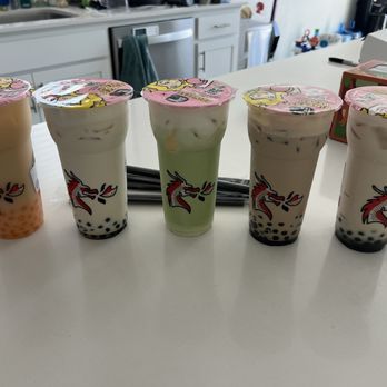 Kung Fu Tea - Yakult with mango popping boba, wintermelon milk tea, matcha with pudding, coffee milk tea and green milk tea - Bubble Tea Near Me - Manteca, California