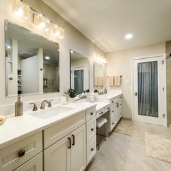 Aladdin Carpet & Floors - Master bathroom remodeling With Neutral color pallet. Design and installed by Aladdin Carpet and Floors.