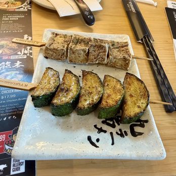 Kyuramen - Fried tofu and zucchini skewers - Ramen Near Me - Strongsville, Ohio Kyuramen - Fried tofu and zucchini skewers - Ramen Near Me - Strongsville, Ohio