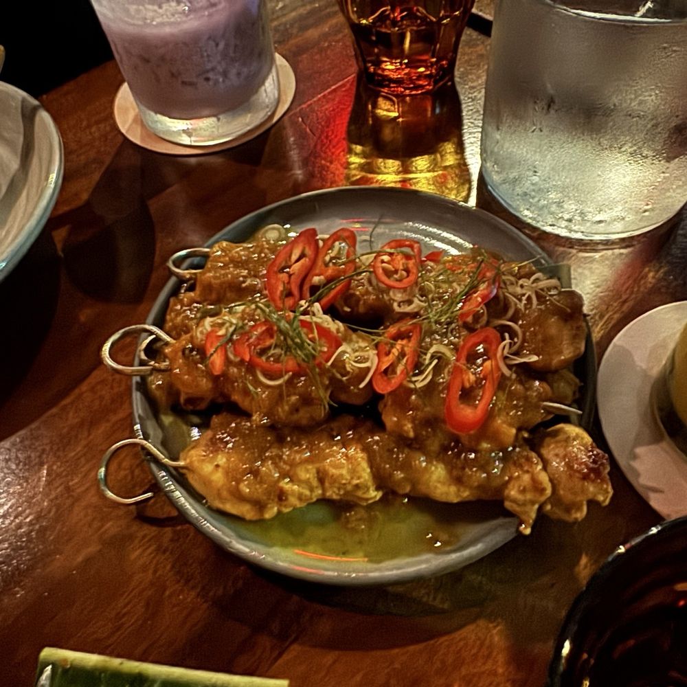 The Tyger - marinated chicken satay skewers - Cocktail Bars Near Me - New York, New York The Tyger - marinated chicken satay skewers - Cocktail Bars Near Me - New York, New York