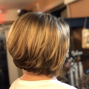 RT Salon - Honey lights with stacked bob - Men's Hair Salons Near Me - Walnutport, Pennsylvania RT Salon - Honey lights with stacked bob - Men's Hair Salons Near Me - Walnutport, Pennsylvania