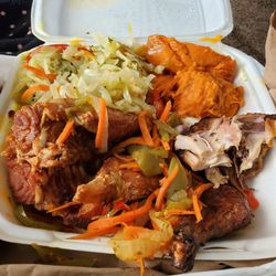 Irie Jerk Hut - I ordered catfish combo that included catfish and oxtail dinner. Do this look like oxtails he'll no.