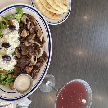 Island Grill - Mediterranean Plate with pomegranate martini - Mediterranean Near Me - Spring, Texas