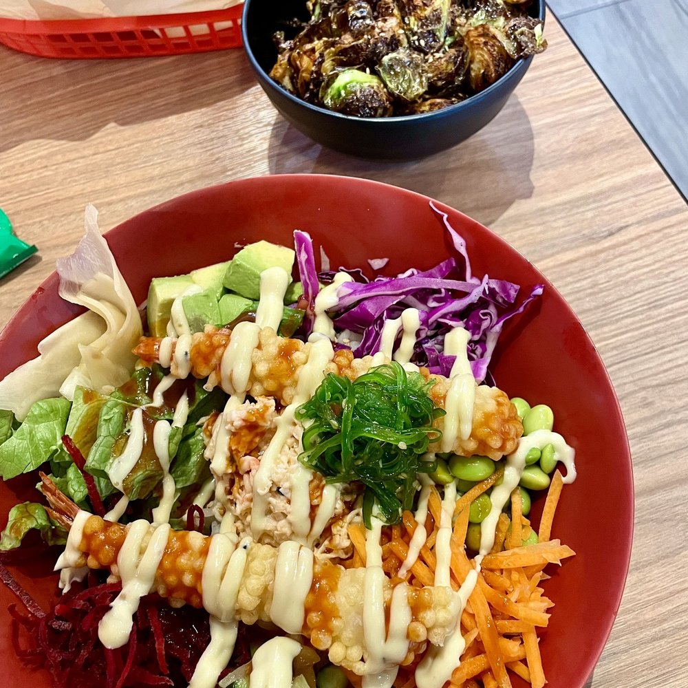 Poke Burri - Sugar Land Special Bowl + Fried Brussel Sprouts - both so good! - Japanese Near Me - Sugar Land, Texas Poke Burri - Sugar Land Special Bowl + Fried Brussel Sprouts - both so good! - Japanese Near Me - Sugar Land, Texas