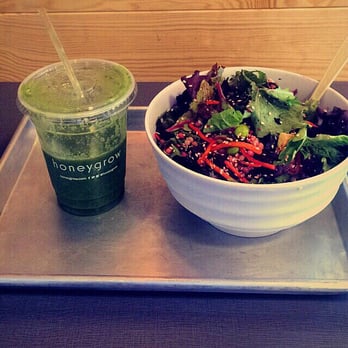 honeygrow - Delicious lunch! Kale salad paired with kale smoothie. - Salad Near Me - Cherry Hill, New Jersey honeygrow - Delicious lunch! Kale salad paired with kale smoothie. - Salad Near Me - Cherry Hill, New Jersey