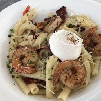 Boon Fly Cafe - Carbonara w/ shrimp ($26) very good - American Near Me - Napa, California