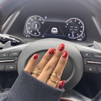 Thirteen Beauty Bar - Fill Builder Gel set in red cat eye - Nail Salons Near Me - San Antonio, Texas Thirteen Beauty Bar - Fill Builder Gel set in red cat eye - Nail Salons Near Me - San Antonio, Texas