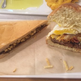 Trigo Café - Half of the burger and half of the pan con bistec - Cuban Near Me - Hialeah, Florida Trigo Café - Half of the burger and half of the pan con bistec - Cuban Near Me - Hialeah, Florida
