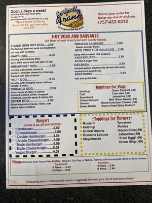 Menu photo 1 Perfectly Frank Chesapeake, VA
