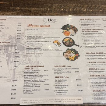 Hem By Lequy - Menu - Seafood Near Me - San Francisco, California Hem By Lequy - Menu - Seafood Near Me - San Francisco, California