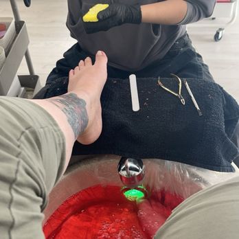 Charm Nails - Patty  scrubbing my calluses - Nail Salons Near Me - La Jolla, California