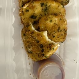Not the best picture but I ate them before I decided to write a review. Mozzarella appetizer. I really enjoyed. Not the best picture but I ate them before I decided to write a review. Mozzarella appetizer. I really enjoyed.
