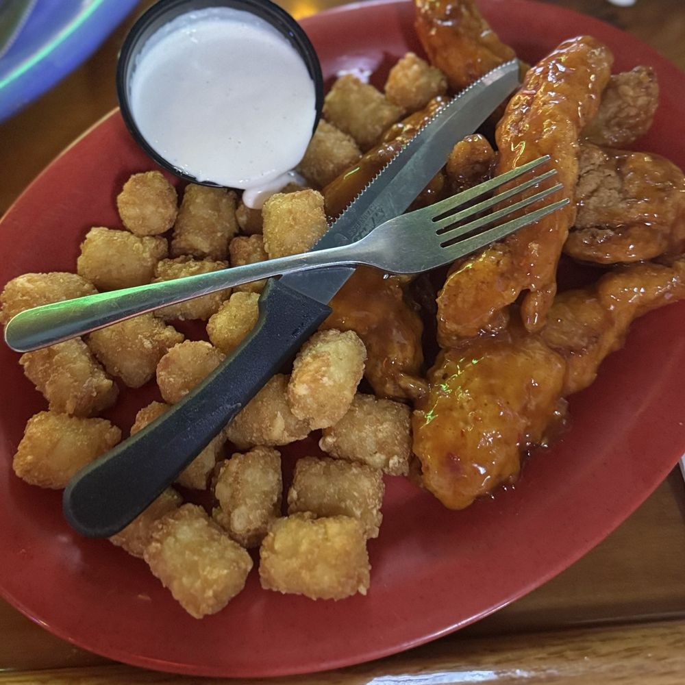 Toot's Restaurant - MANGO HABANERO Chicken Fingers with Tots - Burgers Near Me - Murfreesboro, Tennessee Toot's Restaurant - MANGO HABANERO Chicken Fingers with Tots - Burgers Near Me - Murfreesboro, Tennessee