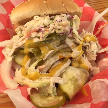 Biercamp - 16hr backwoods pulled pork. Slaw, fresh pickles, onion, and mustard. - Meat Shops Near Me - Ann Arbor, Michigan Biercamp - 16hr backwoods pulled pork. Slaw, fresh pickles, onion, and mustard. - Meat Shops Near Me - Ann Arbor, Michigan