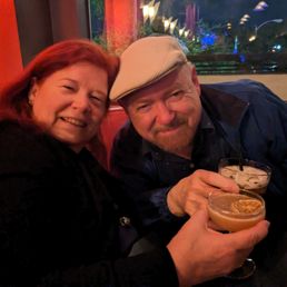 Enjoying drinks at the Balcony Club