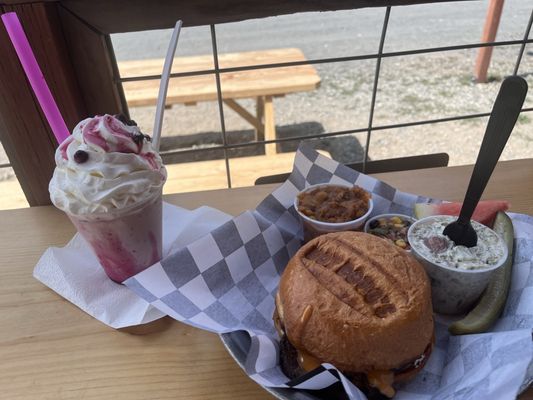 Photo of Not Doug's Country Kitchen and Espresso - Tonasket, WA, US. Knuckle  Sandwich + Huckleberry Shake.  Outstanding!