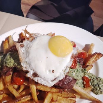 The Brickyard - Steak with chimichurri and sunny-side  egg - Steakhouses Near Me - Boise, Idaho