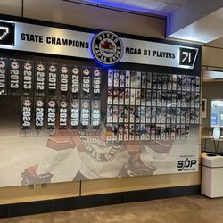 Maple Grove Community Center - Some college hockey players who once skated here are in this display.
