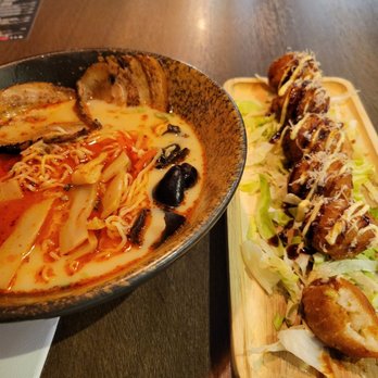 Token Ramen - Spicy Tonkatsu Ramen with Takoyaki appetizer (6 pieces) - Ramen Near Me - Fort Myers, Florida