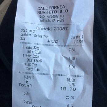 California Burrito - Antioch - 1/2 Pint Rice 1/2 Beans ( pint of each not a half pint ) & some tortillas - Mexican Near Me - Antioch, California