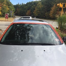 Orange taped windshield. Didn't get pictures of the first box tape job they did.!