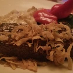 The Keg Steakhouse + Bar - Vegetarian Meatloaf with garlic mashed potatoes and grilled veggies