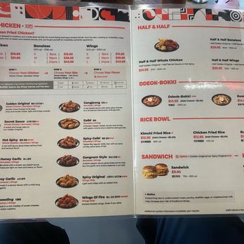 bb.q Chicken - Menu - Fried Chicken (Whole Chicken, Boneless, Wings), Flavors, Half & Half, Ddeok-Bokki, Rice Bowl, Sandwich, Korean Special - Korean Near Me - Pinellas Park, Florida