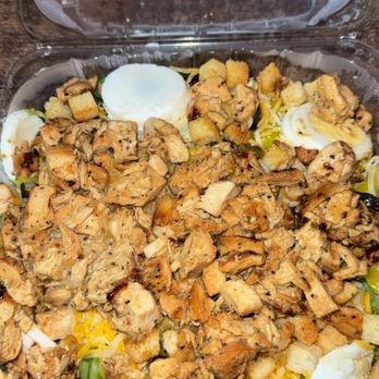 Blue Moon Deli - Grilled lemon pepper chicken salad with fresh veggies, olives, croutons, cheese, and eggs. - Delis Near Me - Montgomery, Alabama Blue Moon Deli - Grilled lemon pepper chicken salad with fresh veggies, olives, croutons, cheese, and eggs. - Delis Near Me - Montgomery, Alabama