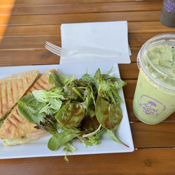 Acai Jungle Cafe - Pesto Chicken Panini + Matcha Latte - Sandwiches Near Me - Burbank, California