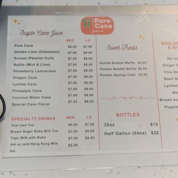 Pure Cane Juice - Juice Menu - June 2026 - Juice Bars & Smoothies Near Me - San Francisco, California