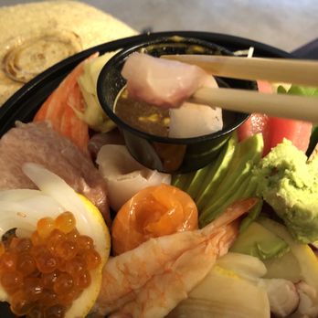 Ru San's - This is a BS 1/2 lunch serving of a chirashi bowl. Cost $23 - Sushi Bars Near Me - Charlotte, North Carolina