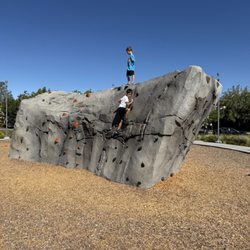 Boys on the climbing rock