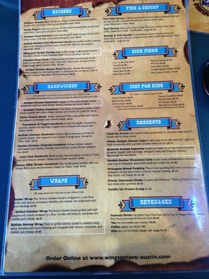 Menu photo 7 Wings 'N More Austin, TX
