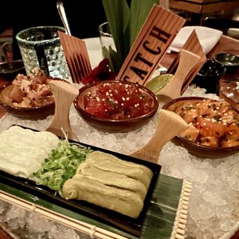 Catch NYC - Close up of the tartare trio - that creamy avocado is fire! - Asian Fusion Near Me - New York, New York