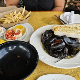 Lobster, fries, mussels