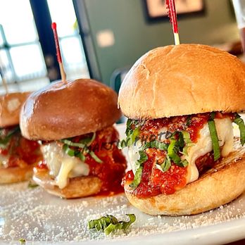 Freda's Fine Food & Drink - Meatball slider for happy hour - Pizza Near Me - Moorpark, California Freda's Fine Food & Drink - Meatball slider for happy hour - Pizza Near Me - Moorpark, California