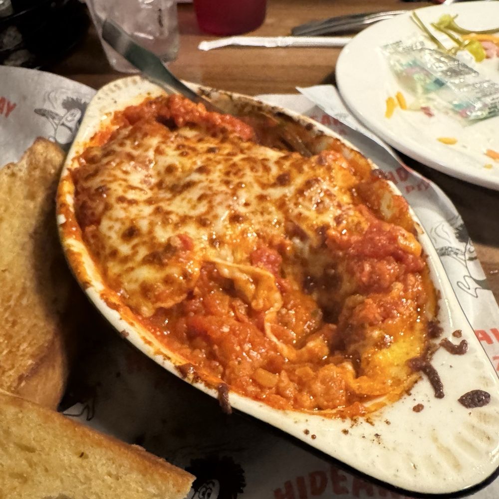 Hideaway Pizza - Supposed to be lasagna. Mostly sauce - Pizza Near Me - Yukon, Oklahoma Hideaway Pizza - Supposed to be lasagna. Mostly sauce - Pizza Near Me - Yukon, Oklahoma