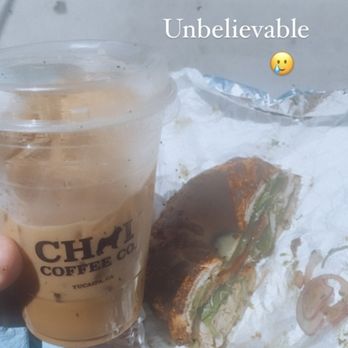 Chai Coffee Co - 16oz Oat milk vanilla latte and farmers market on cheddar add turkey! AMAZING - Coffee & Tea Near Me - Yucaipa, California Chai Coffee Co - 16oz Oat milk vanilla latte and farmers market on cheddar add turkey! AMAZING - Coffee & Tea Near Me - Yucaipa, California