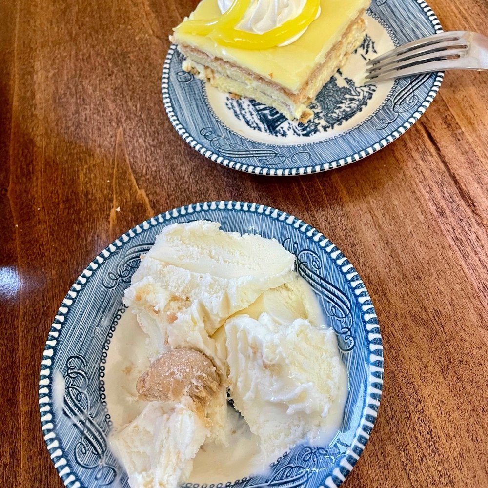 Honeysuckle Hill Bee-stro - Slice of lemon eclair and a big scoop of honey graham ice cream. - Desserts Near Me - Brazil, Indiana