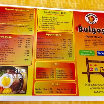 Bulgogi - Front menu - Korean Near Me - Greenville, South Carolina