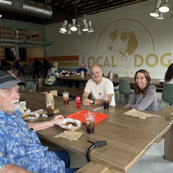 Local Dogs - Waiting for our dogs at the shared space tables. - Hot Dogs Near Me - Galveston, Texas Local Dogs - Waiting for our dogs at the shared space tables. - Hot Dogs Near Me - Galveston, Texas