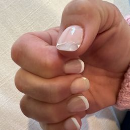 Just 3 days after a french dip with tips.  A dip should not have painted on white tips!  Chipped and worthless.  A waste of $65!