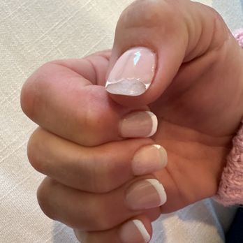 Avalon Nail Salon - Just 3 days after a french dip with tips.  A dip should not have painted on white tips!  Chipped and worthless.  A waste of $65! - Nail Salons Near Me - Durham, North Carolina